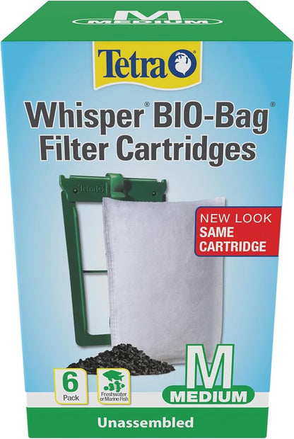 Tetra Whisper Bio-Bag Medium Filter Cartridges for Aquariums, 6 Count, Unassembled, Fits Tetra Whisper Fish Tank Filters 5-10 Gal, PF-10, IQ 10