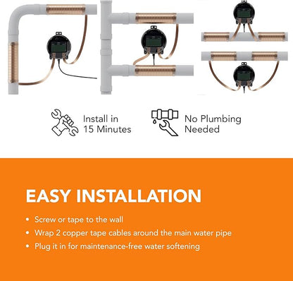 YARNA Capacitive Electronic Water Descaler Whole House Solution - No-Salt Softener System, Reduces Limescale Effects and Mineral Buildup, Compatible with Pipes Up to 4 Inches, Model CWD48