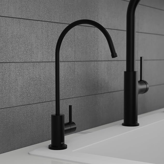 Karran Kestrel Single-Handle Filtered Water Faucet in Matte Black 100% Lead-Free Brass, RO/Filtration System Ready, 360° High-Arc Spout, Spot-Free Finish Beverage Faucet (Matte Black)