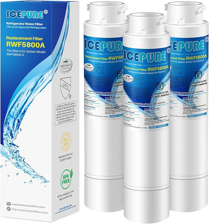 ICEPURE RWF5800A Refrigerator Water Filter Replacement for Frigidaire EPTWFU01, EWF02, Pure Source Ultra II, PureSource Ultra 2, SCWFTCTO, GP006, EPTWFUO1, MR022, JO22, BO022, TH-01, DE022, 1007 3PACK