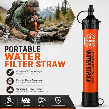Straw, Lightweight, Reusable Survival Filtration Portable Gear Suitable Camping, Hiking, Travel, Biking, Survival Team Family Outing (2 Pcs)