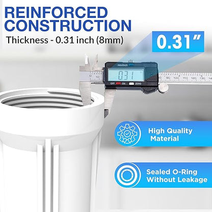 SimPure Whole House Water Filter Housing, Inline Water Filter for Home, Universal 10 inch Sediment Filter with 3/4 NPT Inlet and Outlet, Heavy Duty Steel Bracket, 4 Screws, Wrench