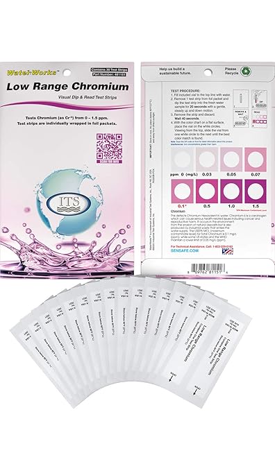 WaterWorks Low Range Chromium Test Strip| 30 Individually Wrapped Test Strips in Pocket Pack | Test Hexavalent Chromium | Lowest Detection