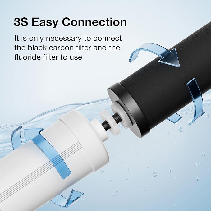 Gravity Water Filter Replacement for Berlkey BB9-2 Black Filters & PF-2 Fluoride Filters, 7-Stage Filtration, NSF 42 & 372 Certified, 4 Pack (2 Black, 2 Fluoride)