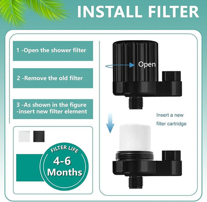 Shower Filter compatible with Kitsch Shower Head, Multi-Stage Filtration, Softens Hard Water & Filters Chlorine for Skin & Hair, 4 Pack