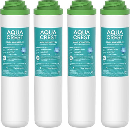 AQUA CREST FQK2J Under Sink Water Filter, Replacement for GE FQK2J, FQK1K, Compatible with GE GXK255TBN, NSF/ANSI 42 372 Certified, 1350 Gallons Dual Flow Drinking Water Replacement Filters, 4 Pack