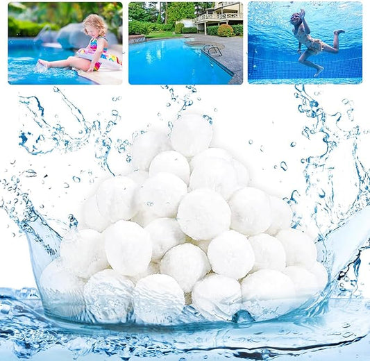 Pool Filter Balls, 3.1 lbs for Sand Filter, Eco-Friendly Fiber Media Equals 100 lbs Pool Filter Sand, Reusable Filter Media Balls, Higher Efficiency Water Filtration for Swimming Pool