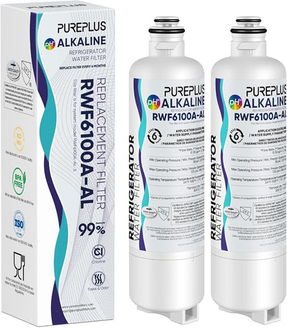 PUREPLUS BORPLFTR50 Replacement for Bosch 11025825 Ultra Clarity Pro, Alkaline Refrigerator Water Filter, Compatible with 12033030, 12028325,11025825, BORPLFTR55, WFC100MF, B36CT80SNS, 2Pack