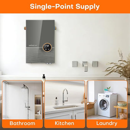 Tankless Water Heater Electric 14.4kW, 240 Volt On Demand Instant Hot Water Heater, Within 1℉ Stable Temp, Up to 3.5GPM, WiFi Control, ETL Certified, Eco, WM15