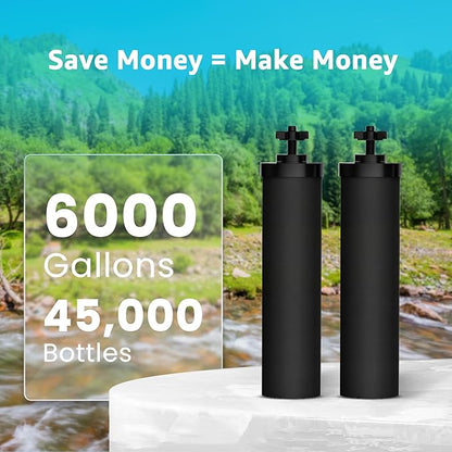AQUA CREST NSF/ANSI 42&372 Standard Water Filter, Replacement for Berkey® Gravity Water Filter System, Berkey® BB9-2® Black Filters & PF-2® Fluoride Filters