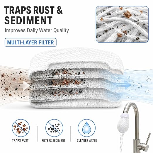 100PCS High Density Faucet Filter, Faucet Splash-Proof Cotton Bag Set, Universal Anti-Splash Water Filter with Sediment Barrier Layer, Fine Fiber Mesh, for All Types of Faucets