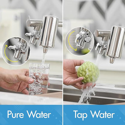 AIMADI Kitchen Faucet with Water Filter and Pull Down Sprayer, Brushed Nickel Stainless Steel Single Handle Kitchen Sink Faucet for Drinking Water, Farmhouse, RV, Utility or Laundry Sink
