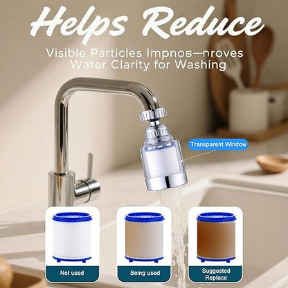 YOTAN 2 Pcs of Sink Water Filter Faucet and 5 Filter Elements Set, Sink Faucet Filter 360°Rotating, Bathroom Faucet Filter Removes Visible Sediment Hard Water, Easy Install, for Bathroom Kitchen Sink