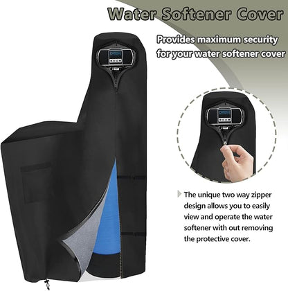Bitubi Water Softener Insulated Cover with Plush Lining, Waterproof Outdoor Water Softener Winter Cover to Endure Freezing Temperatures (64" H x 40" W x 16" D, Black)