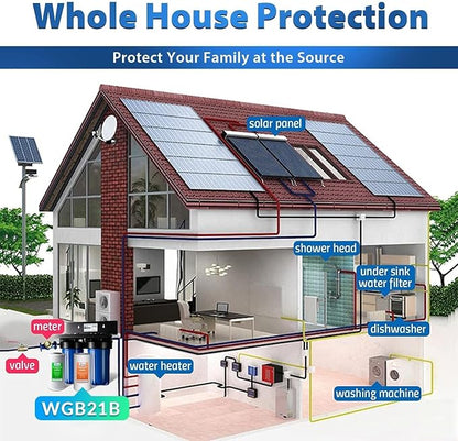 iSpring WGB21B 2-Stage Whole House Water Filtration System, with 10" x 4.5" Sediment CTO(Chlorine, Taste, and Odor) Filter, 1" Inlet/Outlet