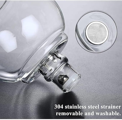 RORA Lazy Kungfu Glass Tea Set Semi Automatic Drip Rotating with Infuser Glass Teapot Set (6 cups)