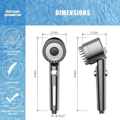 PWERAN Filtered Shower Head with Handheld, High Pressure Water Flow and Multiple Spray Modes Shower Head with Filter, Power Wash for Hard Water, Showerhead with ON/OFF Switch for Pets Bath