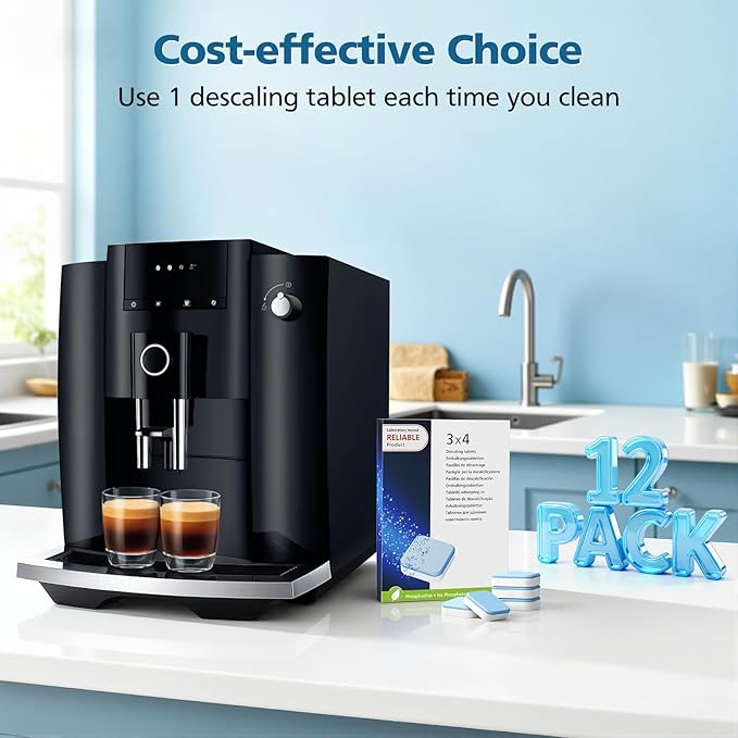 CPLIKE Coffee Machine Descaling Tablets Compatible with Jura Automatic Coffee Centers Machines, High Efficiency Cleaning and Longer Life Span, 12 Count