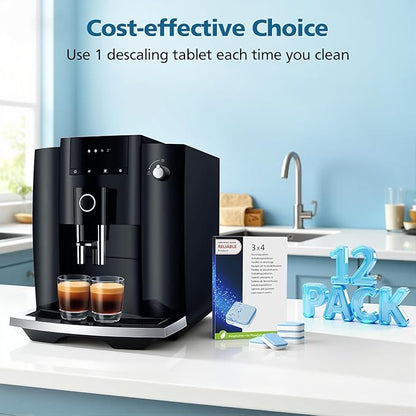 CPLIKE Coffee Machine Descaling Tablets Compatible with Jura Automatic Coffee Centers Machines, High Efficiency Cleaning and Longer Life Span, 12 Count