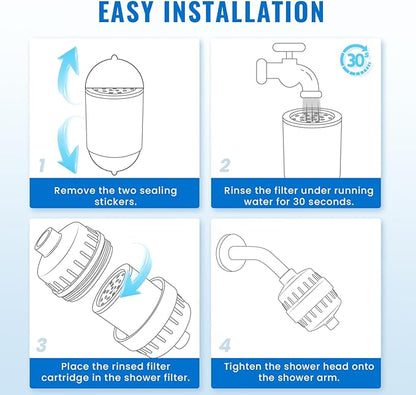 20-Stage Replacement Filter for Ryamen Shower Filter, Remove Heavy Metals, Chlorine & More – High Output, Enhanced Filtration for Healthier Skin and Hair, 3-Pack