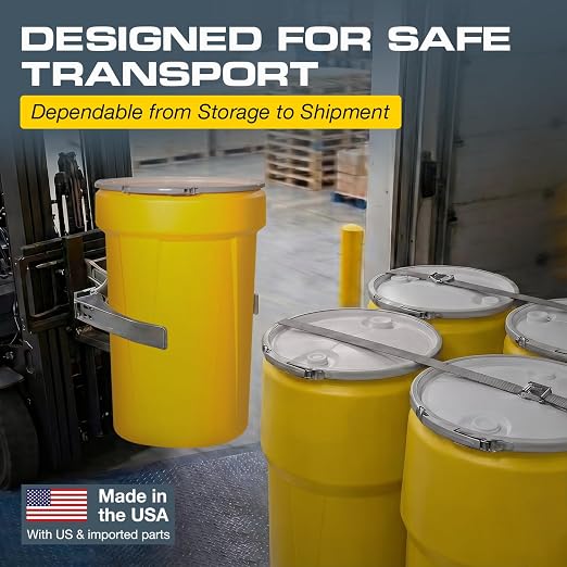 Eagle Plastic Drum, 55 Gallon Drum, DOT Compliant, Made in USA, Yellow | High-Density-Polyethylene Construction, Open Head Lab Pack Drum, Metal Lever-Lock Lid, Hazardous Material Storage, Transport
