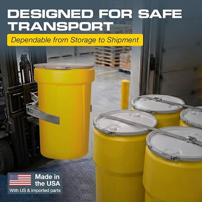 Eagle Plastic Drum, 55 Gallon Drum, DOT Compliant, Made in USA, Yellow | High-Density-Polyethylene Construction, Open Head Lab Pack Drum, Metal Lever-Lock Lid, Hazardous Material Storage, Transport
