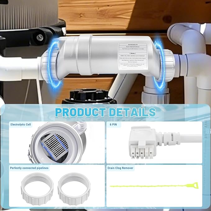 Salt Cell T-9 Upgrade Replacement Fit for Hayward BLT9H W3T-Cell-9 AquaRite AquaTrol & More, Up to 25,000 Gallons Pool Salt Turbo Cell Chlorinator Generator