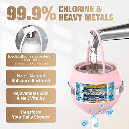 SHLLKTTRY Bath Water Filter for Tub Faucet with Overflow,Filtration,Remove Contaminants,Chlorine,Fluoride,Hard Water Softener,Enhances Health of Skin,Hair,Nails,Relieve Eczema,3,000 Gallons,Pink