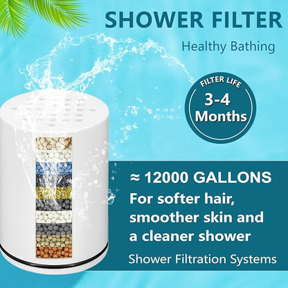 AWO 4 PACK Replacement Shower Filter Cartridge Compatible for Kitsch Showerhead,Multi Stage Shower Filtration Systems for Hard Water Reduces Chlorine and Harmful Substance