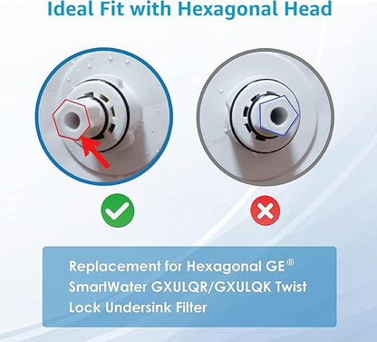 AQUA CREST FQK1R, GXULQR Under Sink Water Filter, Replacement for GE FQK1R, GXULQR, Compatible with GE GXK140TNN and GXULQK systems, NSF/ANSI 42 372, 2K Gallons, Reduces Lead, Chlorine, 2 Pack