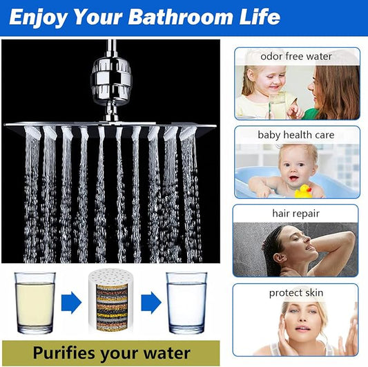 Replacement Filter Cartridge Compatible with Filtered Showerhead,Removes Heavy Metals, Chlorine & Odor, High Pressure Shower Filter for Healthier Hair & Skin(3 pcs)