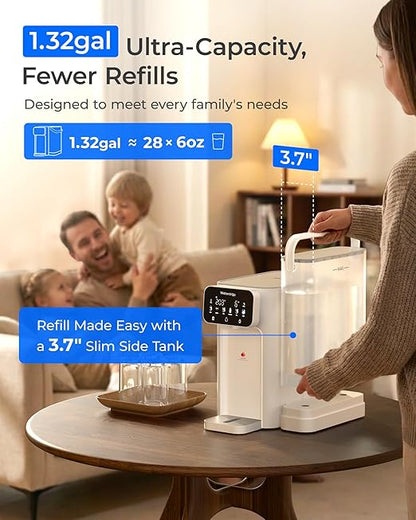 Waterdrop CT01 Countertop Water Filter System, Hot and Cold Water Dispenser with 6-Stage Filtration[𝐍𝐎𝐓 𝐑𝐎], 5 Temperature Options, Upgraded Product for Water Boiler, Touchscreen, White