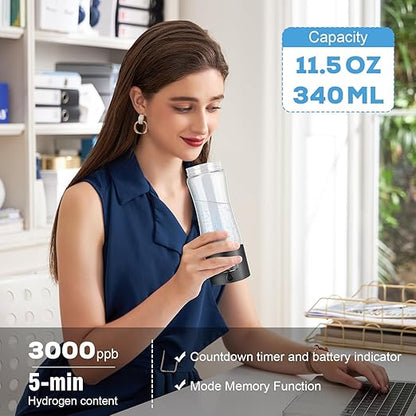 Hydrogen Water Bottle Generator with SPE/PEM Technology, 5000PPB,Portable Rechargeable Hydrogen Water Ionizer Machine for Home,Office, Gym,Travel -Gift for Holidays