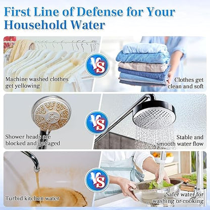 Whole House Water Filter, Stainless Steel Filter Housing, 2-Stage 10"x4.5" Sediment Carbon Filter Pre-Filtration System for Well or City Water, 1" or 3/4" NPT Port, 2 Filters