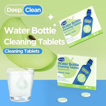 Water Bottle Cleaning Tablets, 36 Pack Bottle Clean Tablet Hydration Bladder Cleansing Tablets for Hydration Bladder, Water Bottle, Individually Packed, Apple Flavor