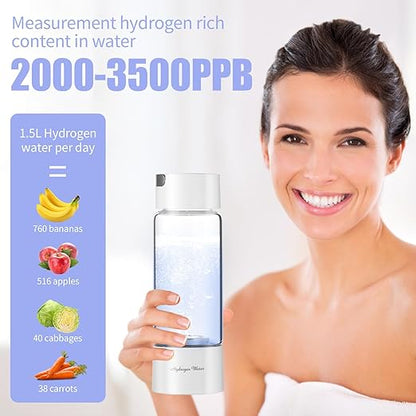 New Upgraded Version Hydrogen Water Bottle,Hydrogen Water Bottle Generator,Portable H2 Rich Water Cup,Your Perfect Partner for a Health-Conscious Lifestyle Glass 380ml (White)