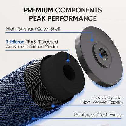 PUREPLUS 1 Micron 10" x 4.5" Whole House PFAS Removal Replacement Water Filter, Coconut Shell Activated Carbon Filter, Compatible with WFHDC8001, GXWH40L, GXWH35F, CB-BB-10, CTO10BB, 2 PACK