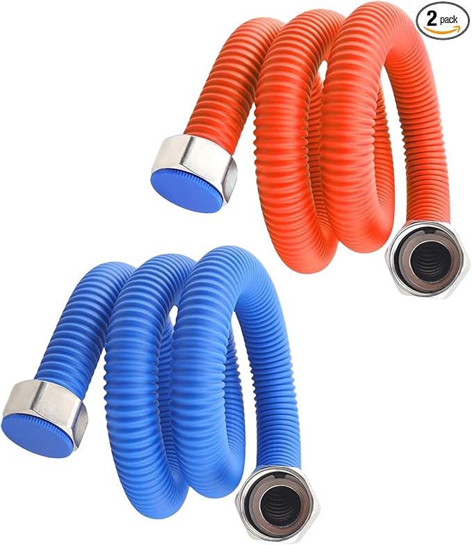 36 inch Flexible Stainless Steel Corrugated Water Heater Hose | 3/4" FIP x 3/4" FIP Water Heater Supply Lines Fit For Water Softener Hot &Cold Water Hose