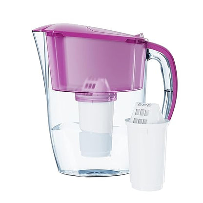 AQUAPHOR Smile Water Filter Jug - 2.9L, Fits Fridge Door, Student-Friendly | Lightweight, Space-Saving, Includes 1xA5 350L Filter with Added Magnesium, Reduces Limescale, Chlorine, Microplastics-Pink