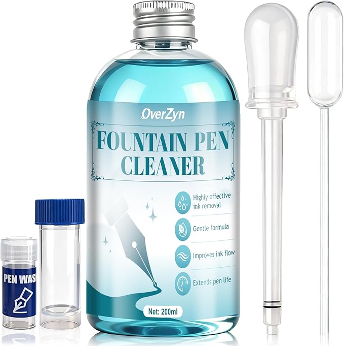 6.67 oz Fountain Pen Cleaneing Kit, Fountain Pen Cleaner, Fountain Pen Flush, Won't Damage the Nib, is Suitable for Cleaning Fountain Pen Nibs, and Extends the Life of the Pen