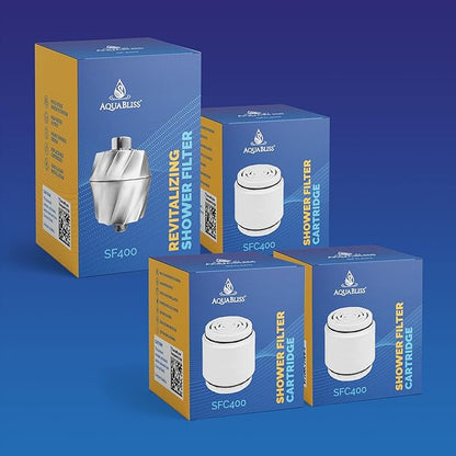 AquaBliss HD Revitalizing Shower Filter SF400 - Chrome - Plus 3 Extra SFC400 Filter Cartridges