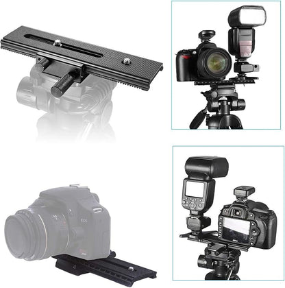 EXMAX® 16cm 2 Way Macro Shot Focusing Focus Rail Slider/Close-up Shooting 1/4 Quick Screw Release Mount Camera Flash Support Plate