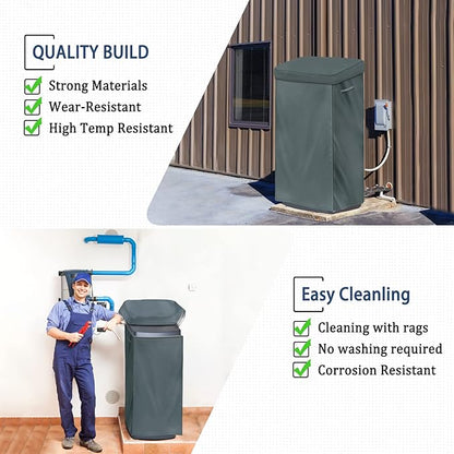 Water Softener Cover – 600D Heavy-Duty Waterproof Oxford Fabric, Dust & UV Protector for Fleck, Whirlpool, Pelican, SpringWell WHES30E/WHES40E Systems (19.5"W x 20.5"D x 47"H, Grey)