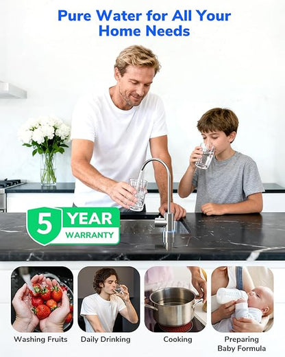 Ecoviva Reverse Osmosis Water Filter Under Sink System - E6 600GPD Tankless RO, 5" Ultra-Thin Design for Small Spaces 9-Stage Reduces TDS & Softens Water - Ideal for Apartment, Kitchen & Dormitory