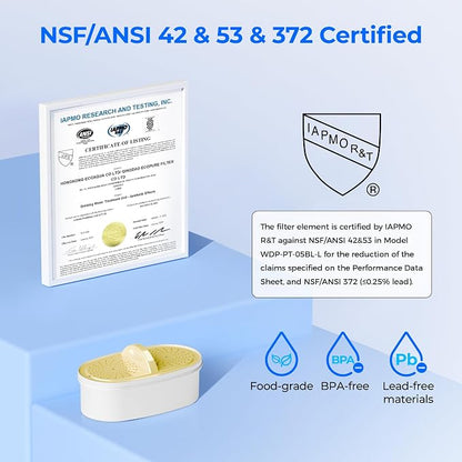 [Original] Waterdrop PF01A-P Upgrade NSF 53 & 42 & 372 Certified Filter | Replacement for Waterdrop Pitcher and Dispenser, Reduces Lead, PFAS, PFOA/PFOS, Chlorine, Cadmium, Copper, Mercury, 1 Pack