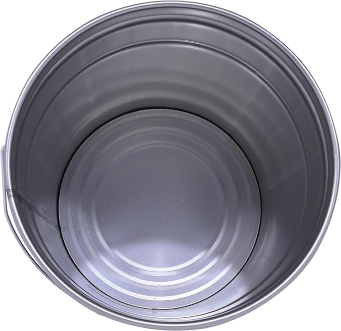 Vestil PAIL-STL-RI Steel Open Head Pail with Handle, 5 gallon Capacity, Black, Pack of 1