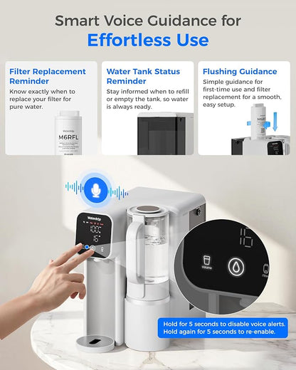 Waterdrop M6SL Mineral Reverse Osmosis Water Filter Countertop, Room-Temp | Certified to NSF/ANSI 58 & NSF/ANSI/CAN 372, 8-Stage Reverse Osmosis System, 3:1 Pure to Drain, Glass Pitcher, BPA-Free