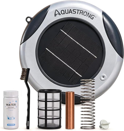 AQUASTRONG Solar Powered Pool Maintenance System with 19.9 oz Copper Anode, High-Efficiency Solar Panel for Above & Inground Swimming Pools up to 50,000 Gal, Compatible with All Pool Types