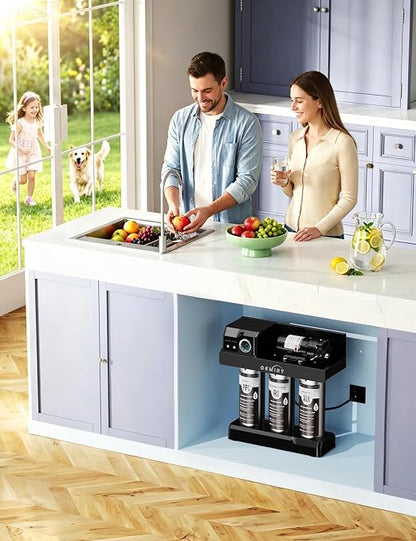Stainless Steel 600 GPD Tankless Reverse Osmosis System, 9-Stage Alkaline Remineralization Under-Sink Water Filter, 2:1 Pure-to-Drain, Plug-in for Home, Kitchen, and RV