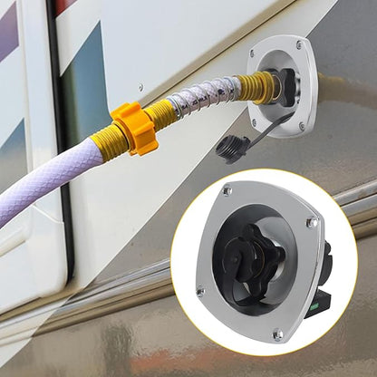 RV City Water Inlet with Pressure Reducing Valve,Chrome Water Fill Inlet Replacement with Check Valve,RV Water Inlet Connection,for Marine,Trailer,Motorhome Inlet